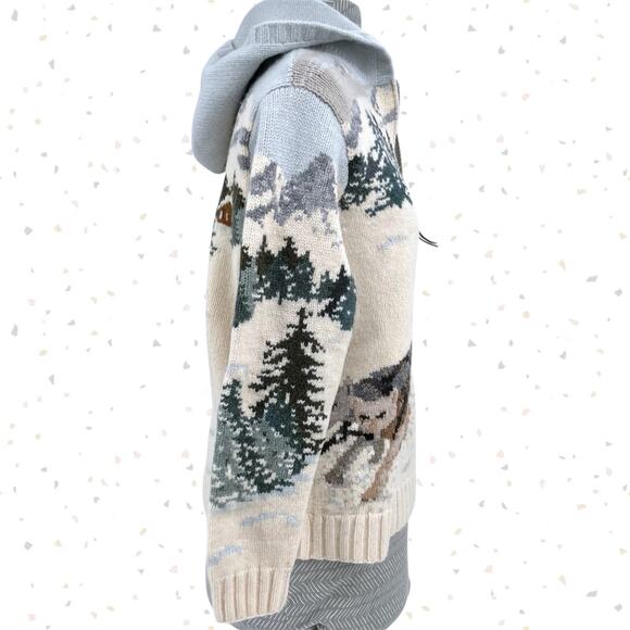 Vintage Ralph Lauren Wool Sweater Sled Dog Huskies Winter Holiday Hoodie Size S - Picture 5 of 16